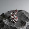 Snake Shaped Open Ring For Women Men Vintage Green Enamel Zircon Irregular Adjustable Finger Rings Jewelry