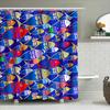 Colorful Fish Print Shower Curtain Creative Blue Background With Multiple Designs Bathroom Decor For Kids Adults
