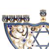 6.5 Inch High Enamel Menorah Painted In Enamels Jewish Bejeweled European Style Retro Candlesticks