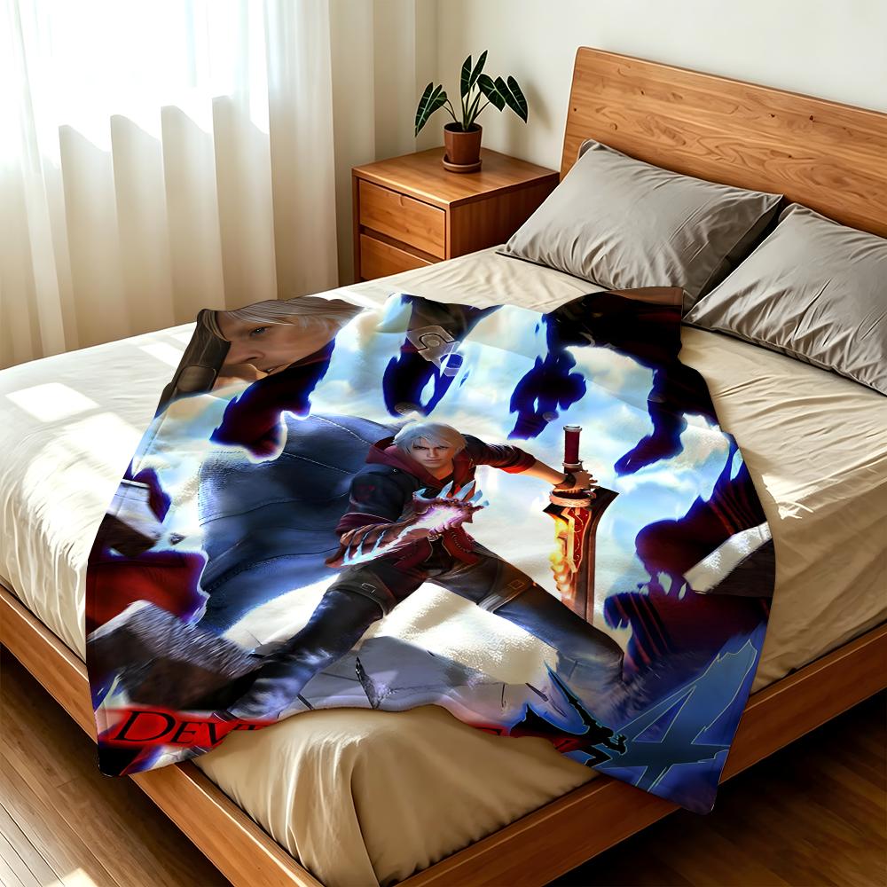 Game D-Devil M-May C-Cry Throw High-Density Short Plush Blanket Soft Skin-Friendly for Sofa Nap Air-Conditioned Room