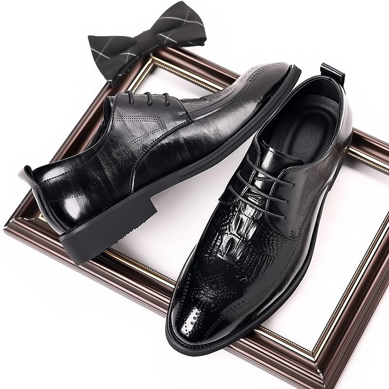 Fashion Luxury Brand Men's Glossy Leather Shoes High-end Banquet Dress Shoes Office Men's Pointed Business Shoes High-quality Versatile