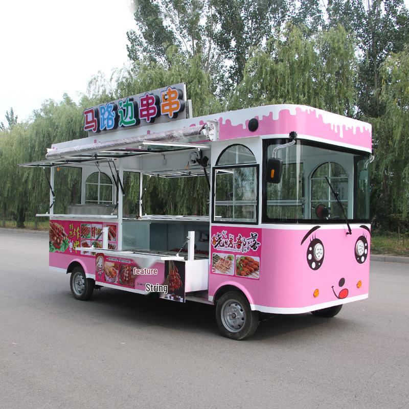 Stainless Steel Mobile Snack Cart: Fast Food, Skewers, BBQ, Cold Drinks - Multifunctional Dining Car for Scenic Areas.