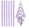 Pastellfarbenes Cabana-Streifen-Badetuch, Schnell trocknende weiche Baumwolle, Lavendel, Rosa & Gelb gestreiftes Design für den Sommer am Pool