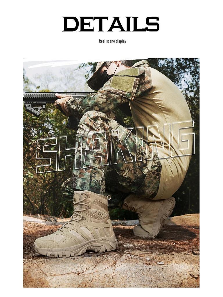 2025 Men's Desert Military Tactical Boots - Large Size, Outdoor Hiking & Mountaineering Training Boots