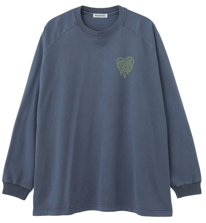 Milkfed Casual MELTY HEART SUPER BIG TEE Navy B/B Women's