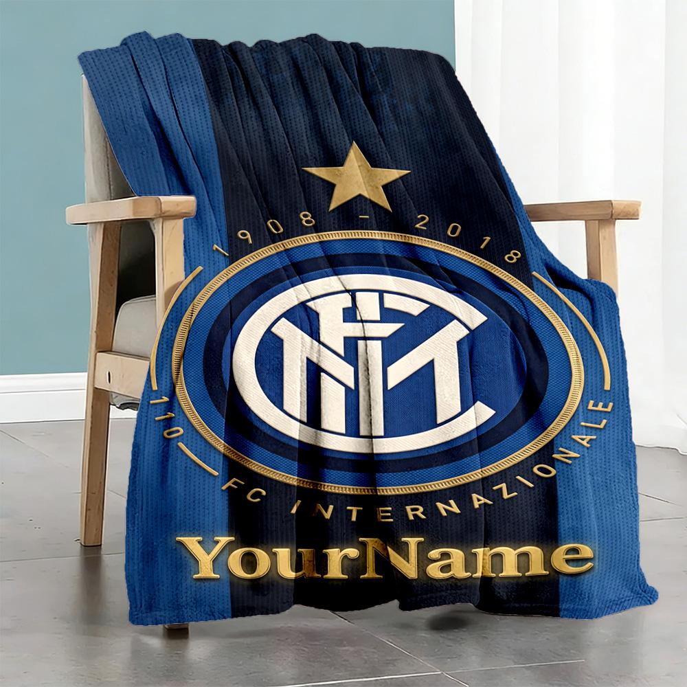 Inter Milan Personalized Name Blanket Throw Customizable Blanket Durable Comfort Great for Couch Picnics Bedding Nap Four Seasons Universal