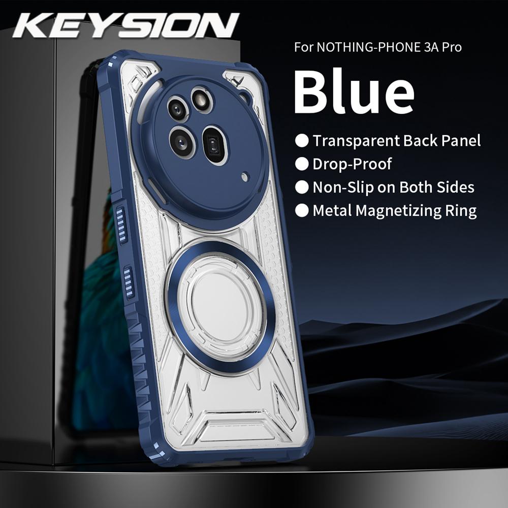 KEYSION Transparent Magnetic Case for Nothing Phone 3A Pro Silicone+PC Heavy Duty Shockproof Phone Cover for Nothing Phone 3A