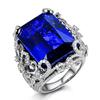 026 Luxury Charm Full Diamond Fashion Versatile Ring Plated with 18K Gold Sapphire Hollow Pattern Ring