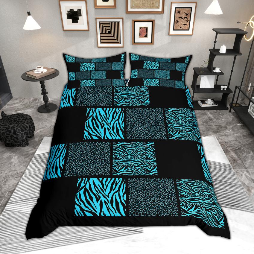 Comforter Homewish Leopard Print Plaid Zebra Giraffe Printed Bedding Animal Checkered Set (No Comforter) Comforter (quilt)-EU Single(135*200cm)3pcs