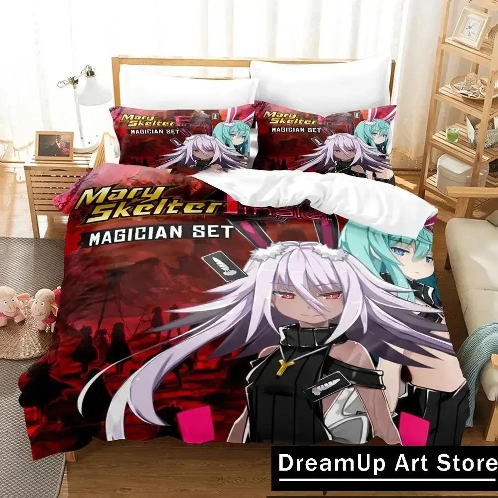 3D Print Fashion Anime Mary Skelter Finale Bedding Set Boys Girls Twin Queen Full Size Duvet Cover Pillowcase Bed Adult Bedroom