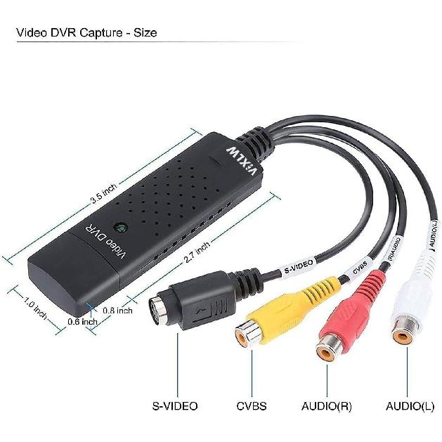 USB Video Capture,Video Capture Card,RCA to USB Video Converter,VHS Mini DV VCR Hi8 DVD to Digital Converter for PC TV, MAC Windows Vista Compatible