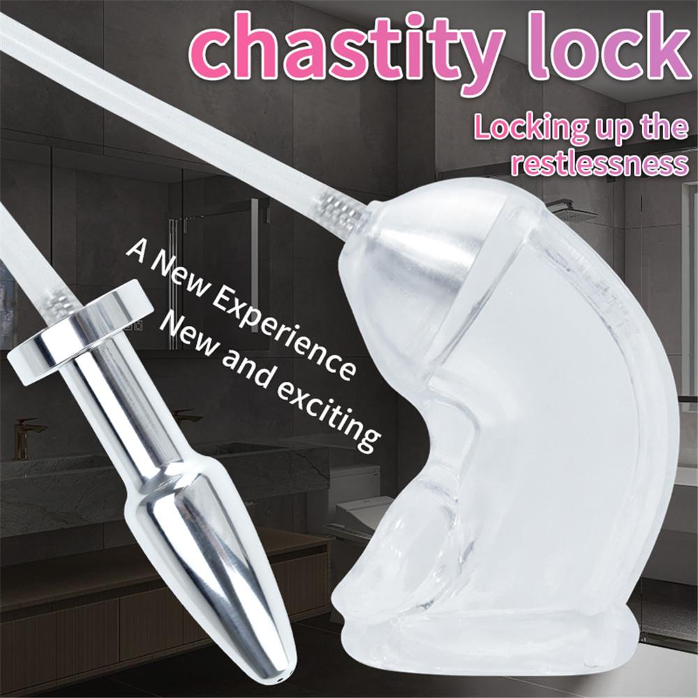 Men's Urethral Chastity Band Enema Toy Restrains Penis Cover Sleeve Anal Plug SM Tool Dick Lock Cock Cage Adult Sex Toy for Male