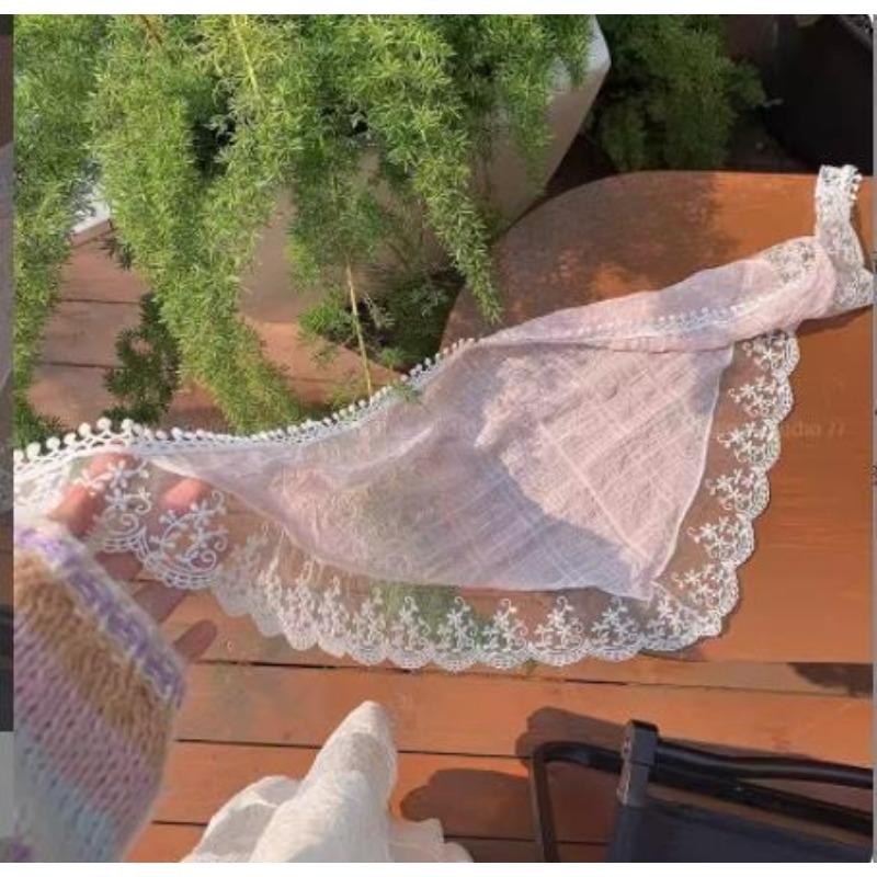 

Белый тканый кружевной шарф для волос с цветочным принтом, женский ретро треугольный платок, шляпа, повязка на голову для фотосессии, аксессуары для волос y