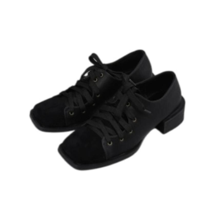 Fashion New Women Heeled Shoes Elegant Square Toe Chunky Loafers Designer 2025 Winter Office Shoes Casual Woman Sneakers Lace Up Zapatos