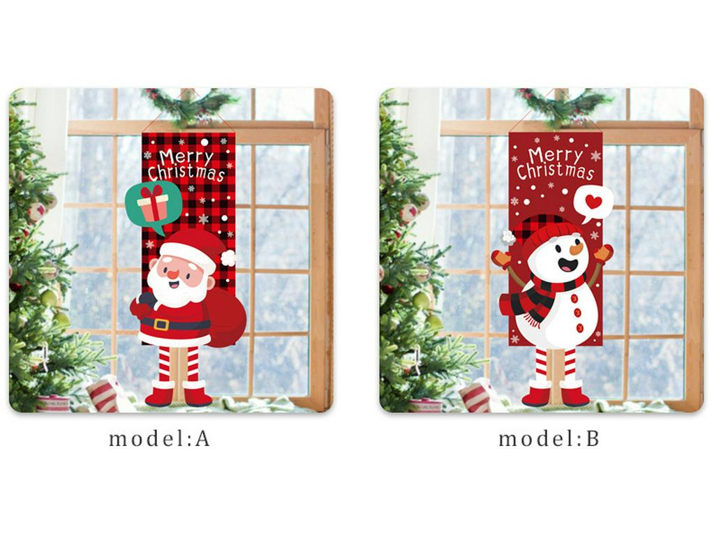 Striscione Appeso Decorazione Murale con Bambola Cartone Animato di Natale e Gambe Lunghe
