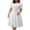 Elegantes O-Ausschnitt Kleid mit hoher Taille Sommer Mode A-Linie Damenkleid