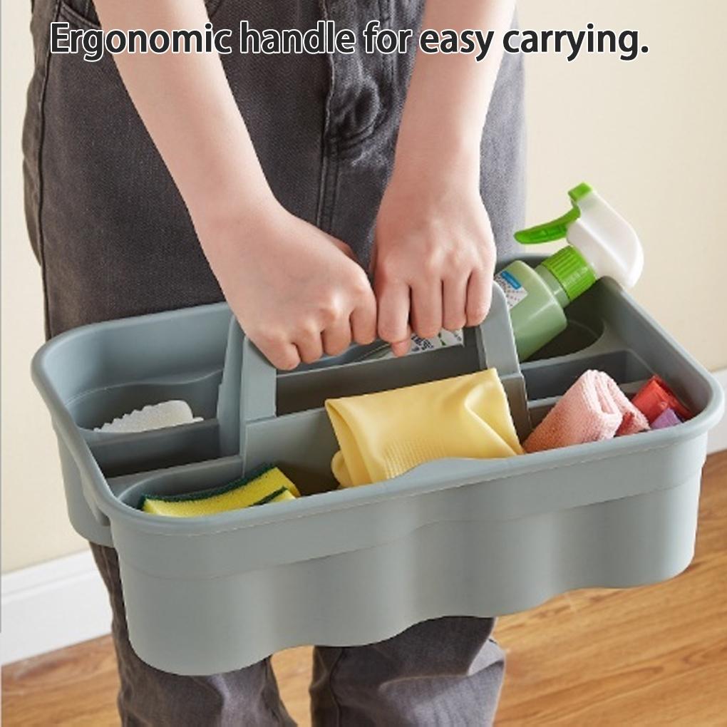 1PC Plastic Cleaning Tool Basket Tote Bucket Cleaning Tool Organizer 3-Compartment Cleaning Tool Carrier Box With Handle