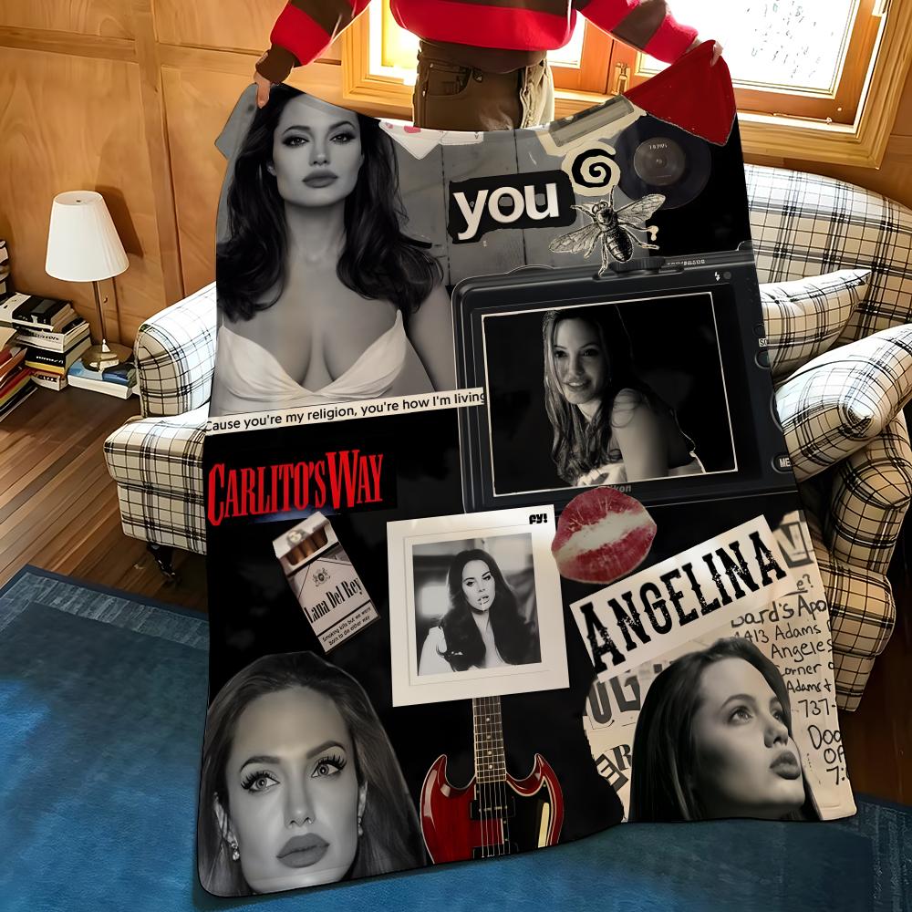 Celebrity A-Angelina J-Jolie Throw Flannel Blanket Suitable for Sofas Beds Offices Travel, Camping Chairs