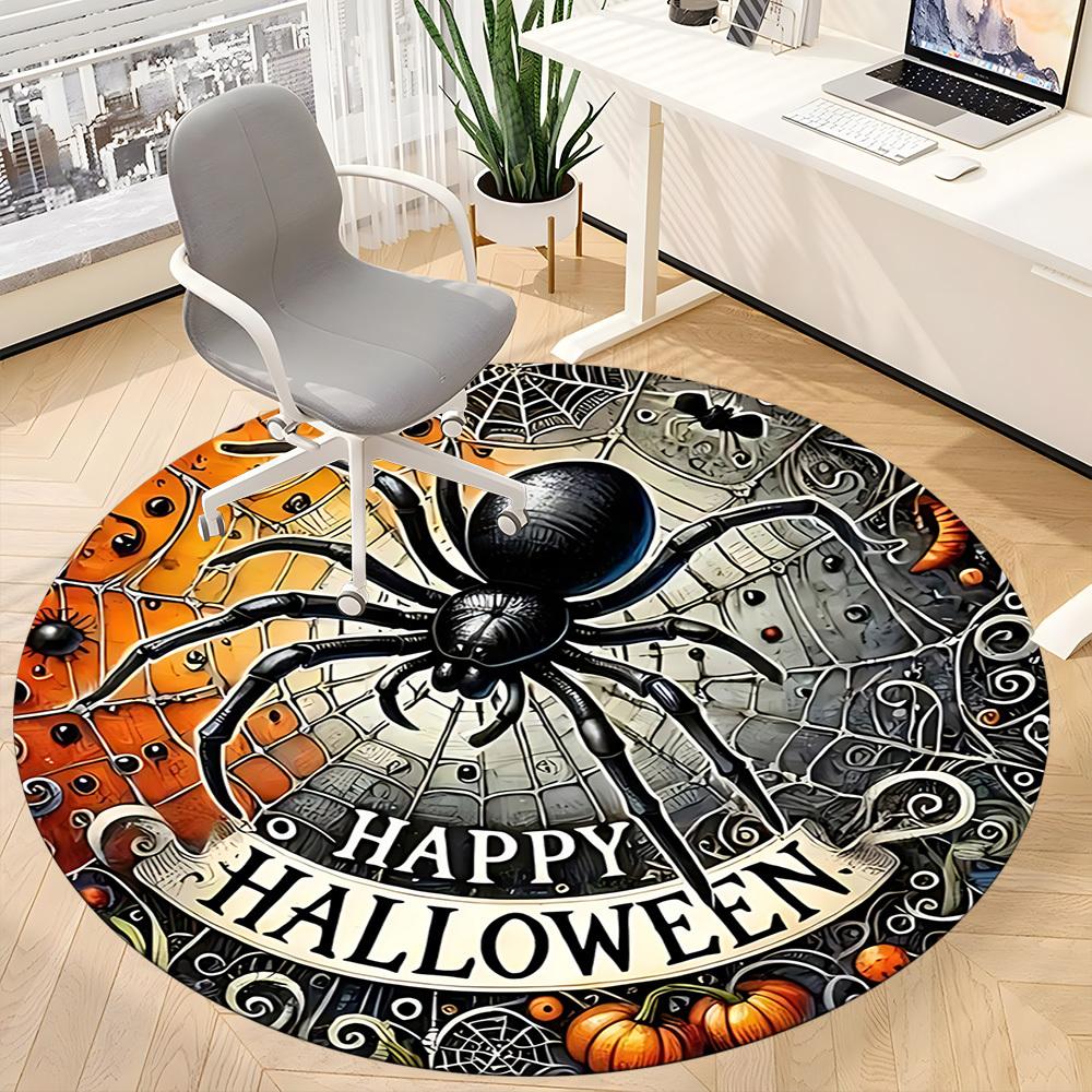 1 Stück Halloween Spinne Büro Runder Teppich, Unter Bürostühlen Schlafzimmer Wohnzimmer Heimdekoration, Raumdeko, In Verschiedenen Größen Erhältlich