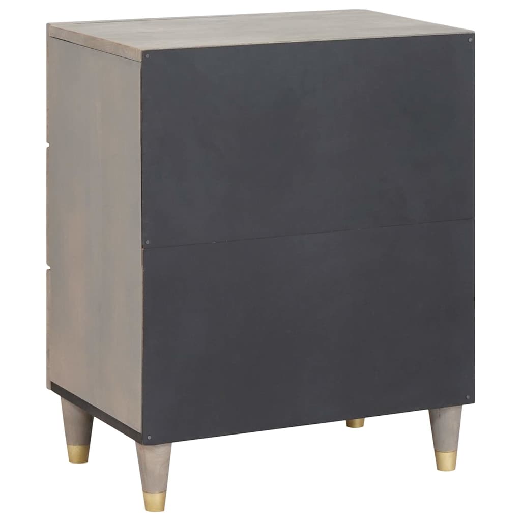 Nightstand with Drawers Gray 50 x 33 x 62 cm Solid Mango Wood