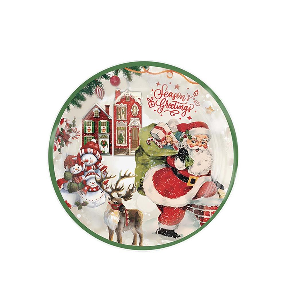 Thickened Christmas Disposable Tableware Set Santa Claus Print Paper Plate and Cups  New Year 2025