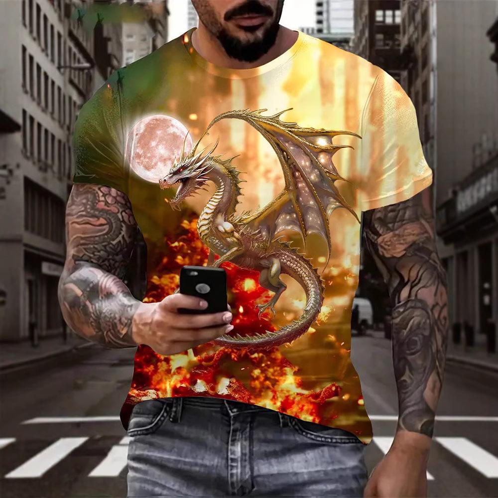 Men's Summer Animal Printed Loose Short Sleeve Top 3D Printed T-shirt