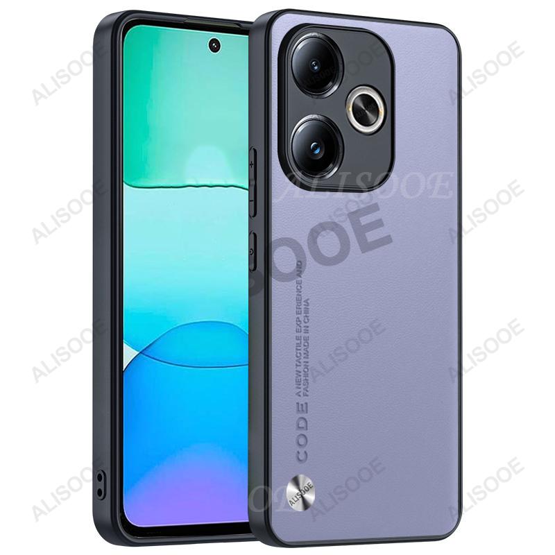 

Shockproof Funda for Xiaomi Redmi 13 4G Case Luxury Fiber Texture PU-Leather Protection Capa for Redmi Note 13R 5G Cover forRedmi Note 13R 5G светло-фиолетовый