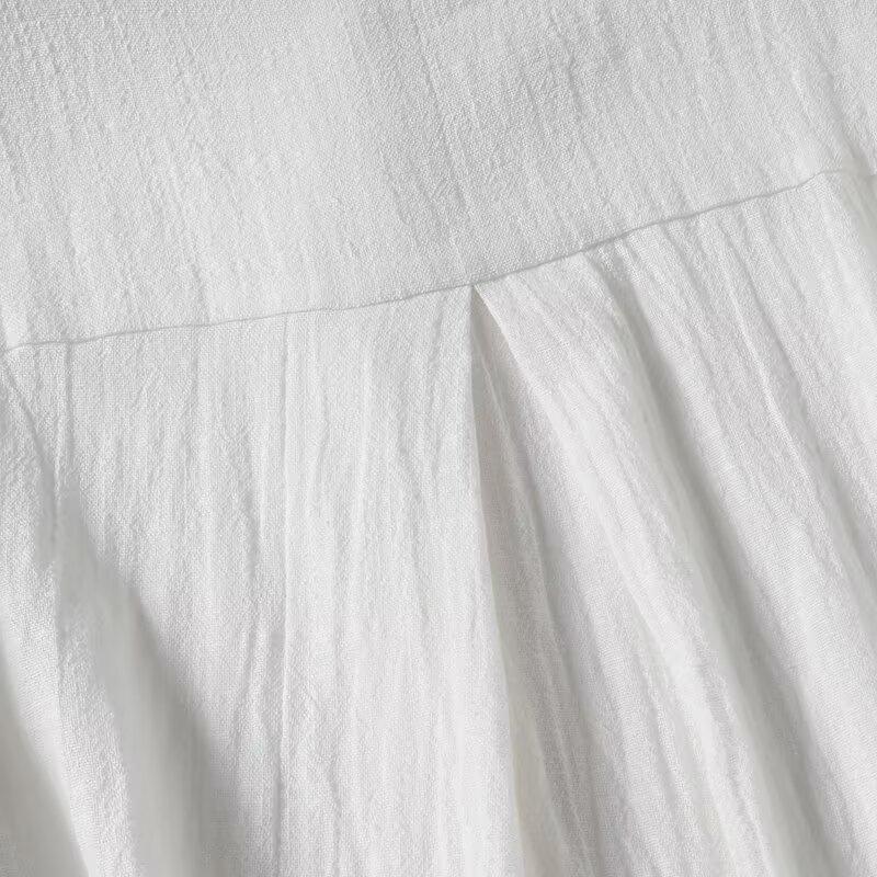 2025 Spring Women's Zen Linen White Long Sleeve Shirt