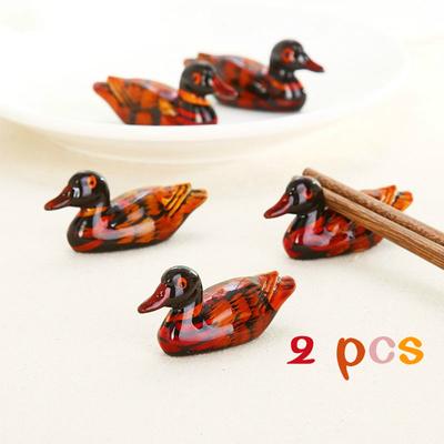 Cute Duck Chopstick Stand Rest Rack Spoon Fork Chopsticks Holder Decor 2pcs