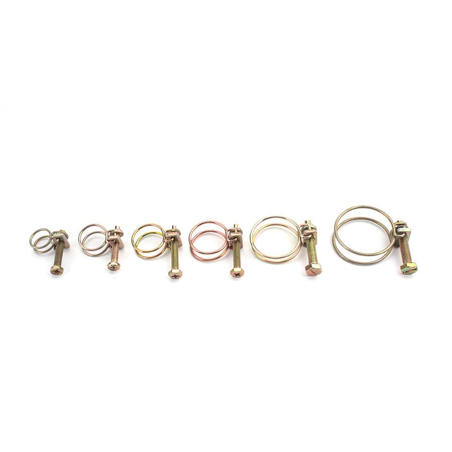 42pcs 6 Sizes Double Wire Hose Clamps Pipe Clip w/Screws Bolt Tight Fitting Kit