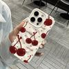 Korean Cherry Pattern Phone Case For iPhone 17 16 15 14 13 12 11 Pro Max 14 15 Plus 17 Air Wrinkle Wave Soft Silicone Drop Cover