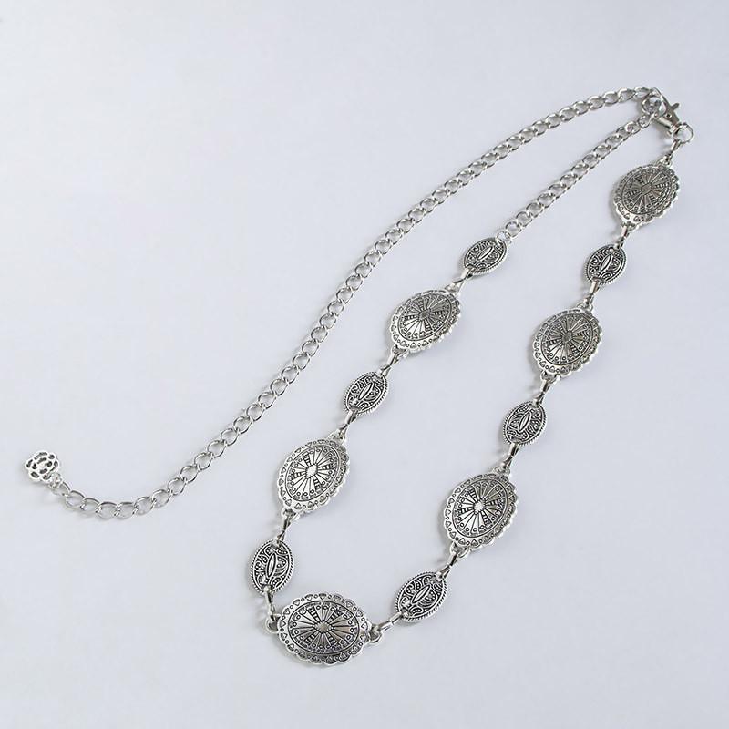 

Bohemian Waist Chain Antique Metal Embellished Jewelry For Women Autumn Winter Use срібний