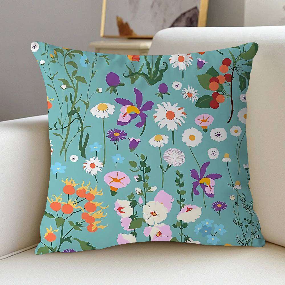 BLOMSTERMARKNAD Blomsterkonst Kudde Animekudde Soffsäng Huvudkuddfodral Kuddöverdrag 45x45 Cm Mode