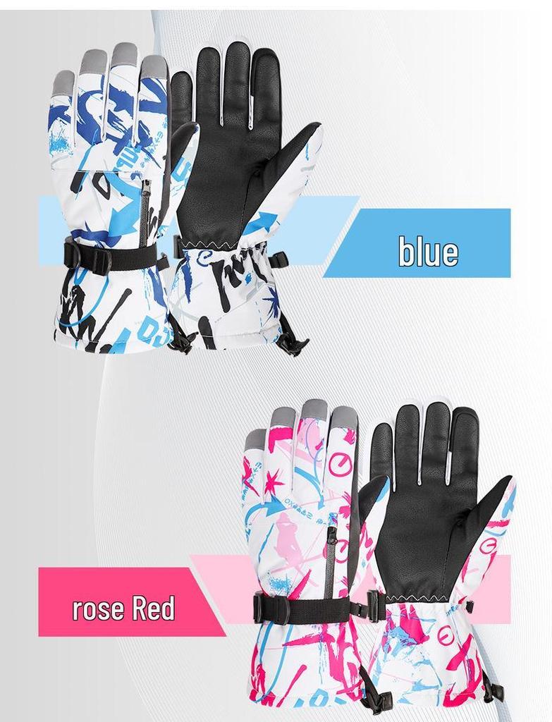 Yirenxing Winter Ski Gloves: Fleece-Lined, Waterproof, Non-slip, Windproof Motorcycle Gloves for Men and Women.