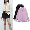 Autumn New Loose Long-Sleeved Drape Shirt Satin