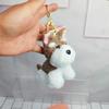 Adorable Cute Schnauzer Plush Dog Keychain Soft Toy With Gold Keyring For Dog Lovers
