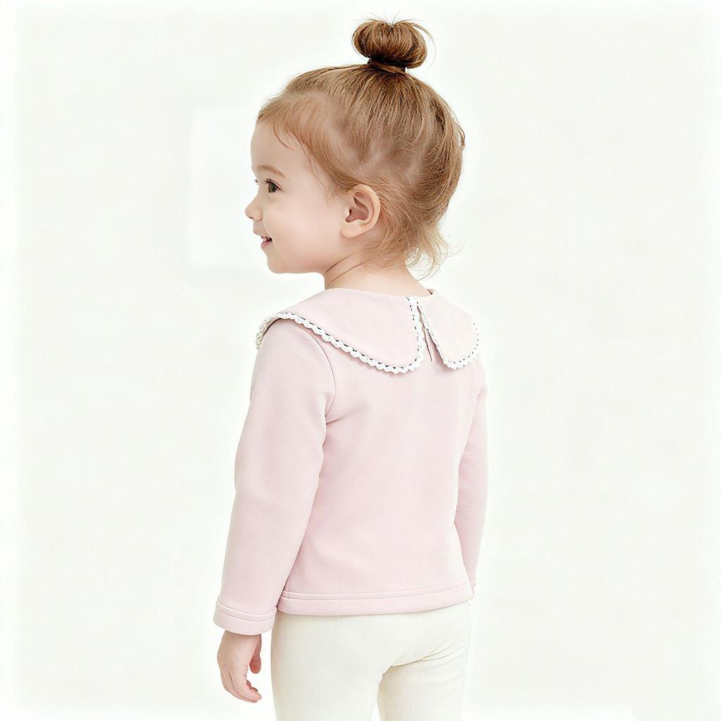 Mädchen Fleecegefüttertes Winter-Basisschicht-Oberteil (Alter 0-5) - Modische einfarbige koreanische Baby-Unterwäsche AY710