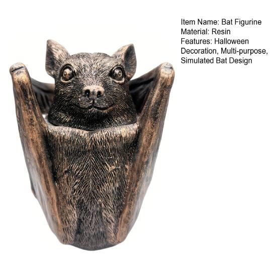 Yousheng Halloween Gothic Bat Storage Box Simulated Bat Resin Figurine Statue Retro Bat Jewelry Trinket Organizer Box Party Decoration Ornament