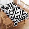 Black White Geometric Rhombus Rectangle Tablecloth for Table Decor Ethnic Diamond Kitchen Dining Table Cloth Holiday Party Decor