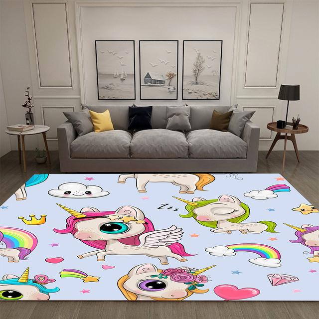 

Декоративный ковер в стиле единорога для гостиной, нескользящий большой диван, подушка для спальни, украшения пола, аксессуары, небольшой ковер 40x60cm