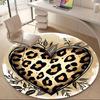 1pc Leopard Print Heart Office Round Area Rug, Indoor Mat Suitable ForOffice, Under Office Chairs Bedroom Living Room Home Decor, Room Deco 020