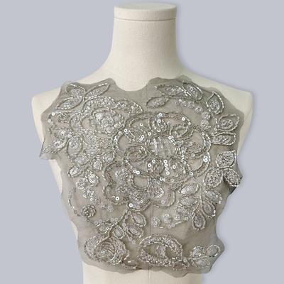 Schwerindustrie Mesh Perlen Pailletten Vorderkragen Knopfleiste Stoffaufkleber Hochzeitskleid Rock Dekoration DIY Zubehör Bekleidungszubehör