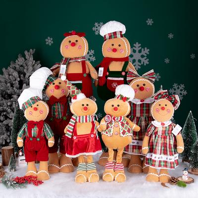 New Christmas Telescopic Gingerbread Man Doll Cute Chef Hat Gingerbread Man Standing Like DIY Christmas Window Decoration