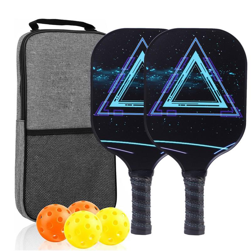 Glass Fiber Pickleball Paddle Set With Carry Bag 2 Paddles 4 Balls Outdoor Racquet Sport Equipment Beginners Recreational