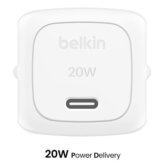 Chargeur Secteur - BELKIN - USB-C 20W - Power Delivery 3.1 - PPS - Compact Blanc