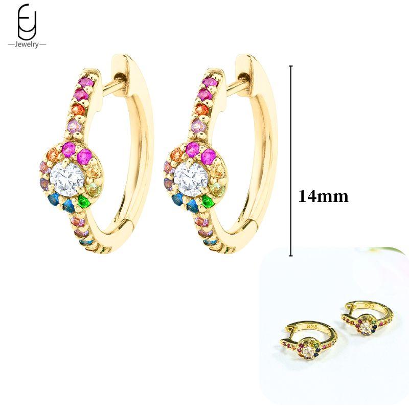 925 Silver Ear Buckles Fashion Hoop Earrings Colorful Crystal Pendants Gold Earring Premium Luxury Women's Jewelry Gift