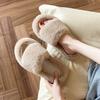 Cotton Mop Autumn and Winter Fluffy Slippers Women's Outer Wear Floor 2025 New Model Small Word Fresh Home Flat Bottom Blue