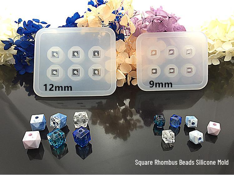 Faceted Square & Rhombus Silicone Mold for DIY Crystal Epoxy Jewelry Square Rhombus Bead Mold 12mm