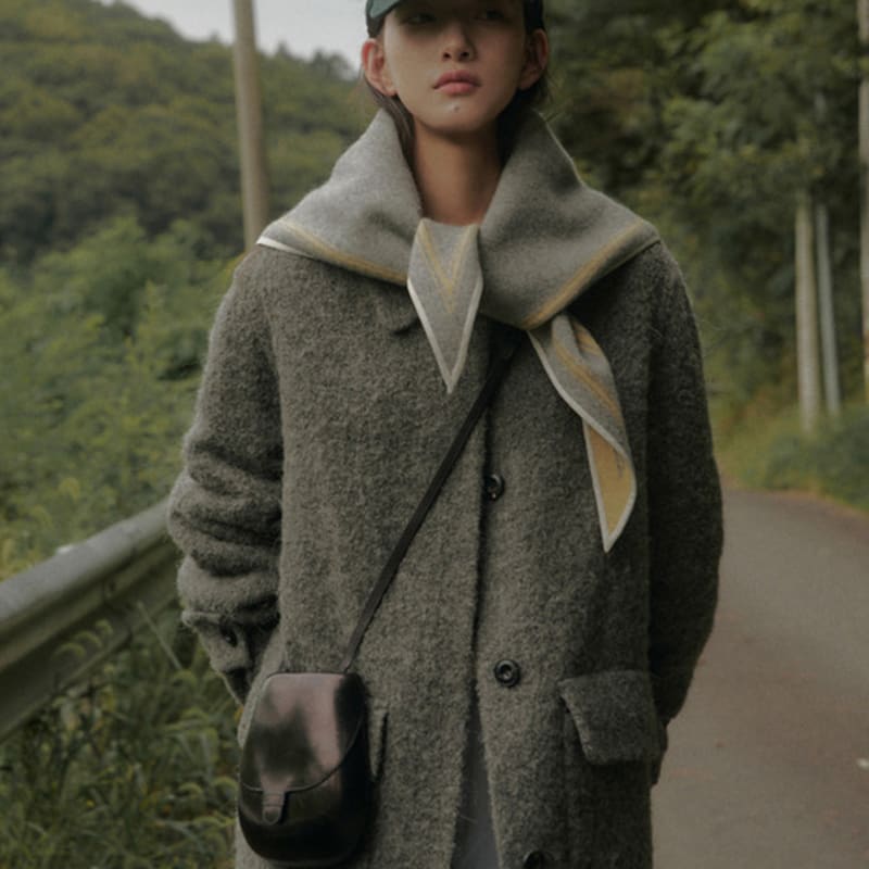 SAGEMENT EDAN COLOR SCHEME Wool MUFFLER_YELLOW-GRAY
