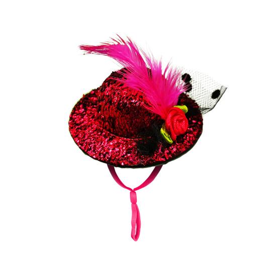Sombrero para mascota, delicado dobladillo, decoración de plumas, cinturón de sujeción, divertidos accesorios para pollos, sombrero para aves de corral